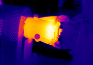 Immagine termografica di calore dovuto ad attriti meccanici in trasmissione di potenza
